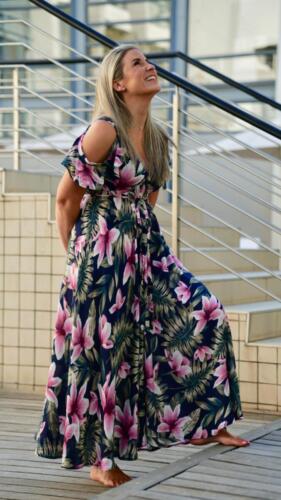 Rachel - Navy Blue  Pink Floral 2