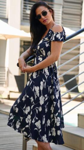 Rachel - Navy Blue  White Print 2